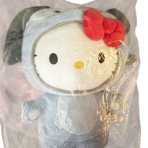 Hello Kitty Plush with Blue Outfit and Red Accents